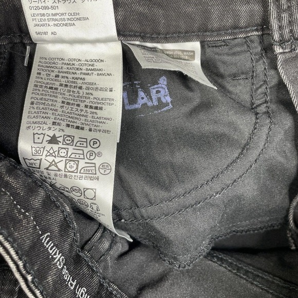 Levi's High Rise Skinny Jeans Women's Size 27 Black Denim Dark Wash Grunge - Picture 10 of 12
